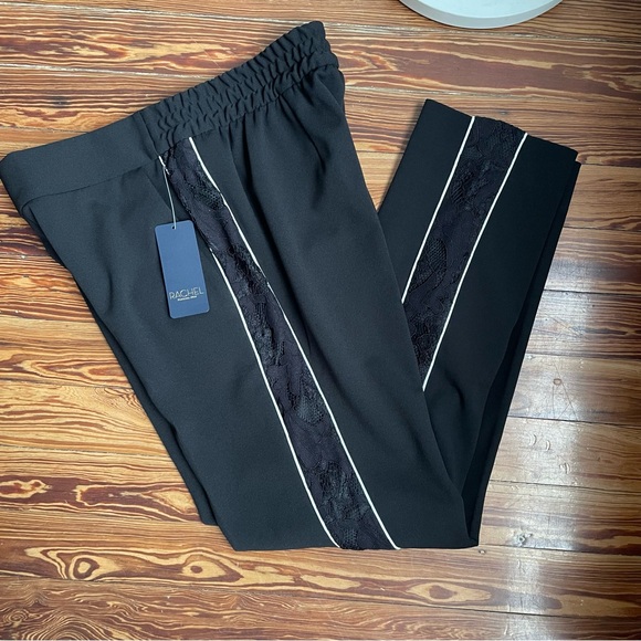 NWT Rachel Rachel Roy Black Pants with Lace Insert - Picture 1 of 12